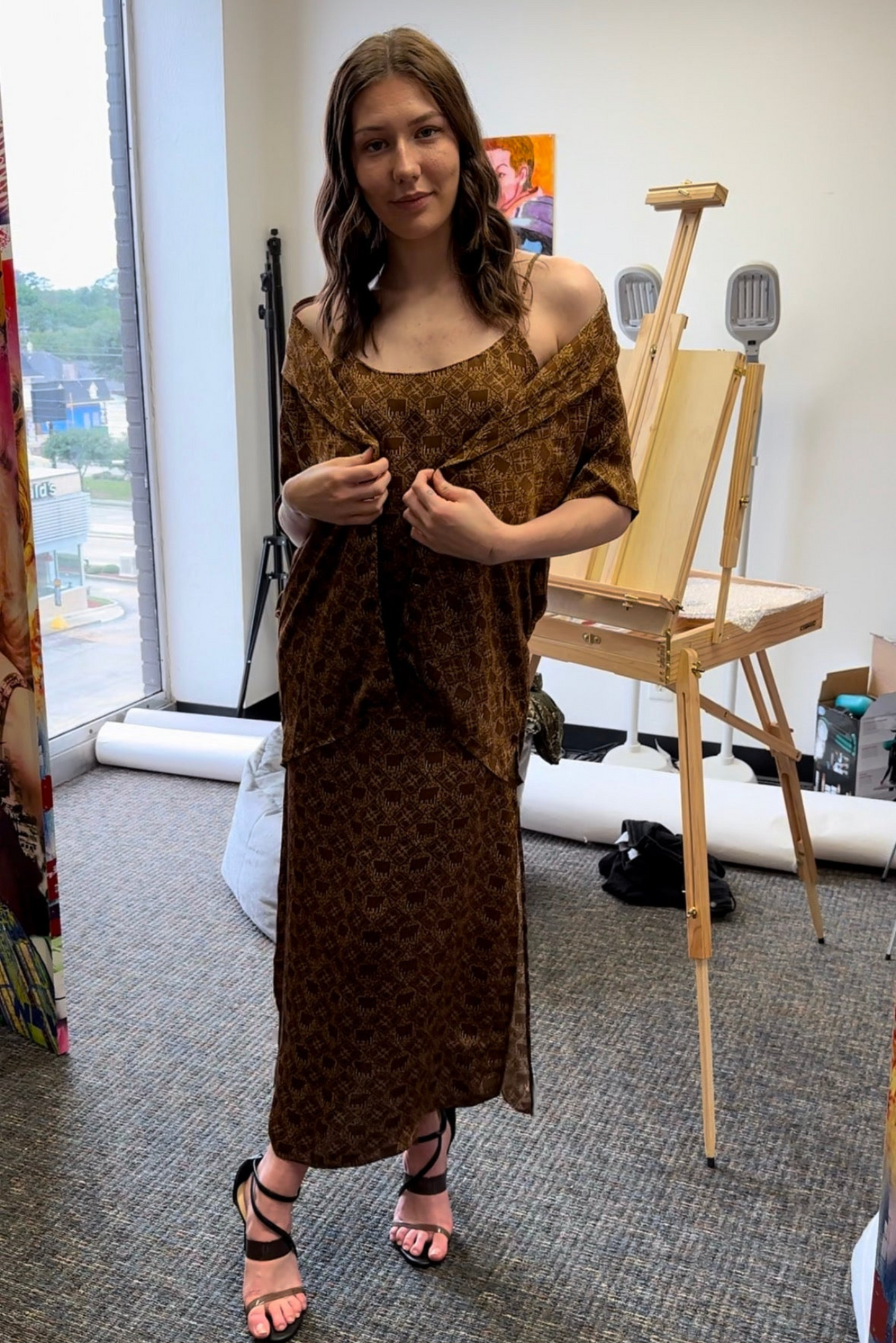 EARTHY ELEPHANTS SLIP DRESS