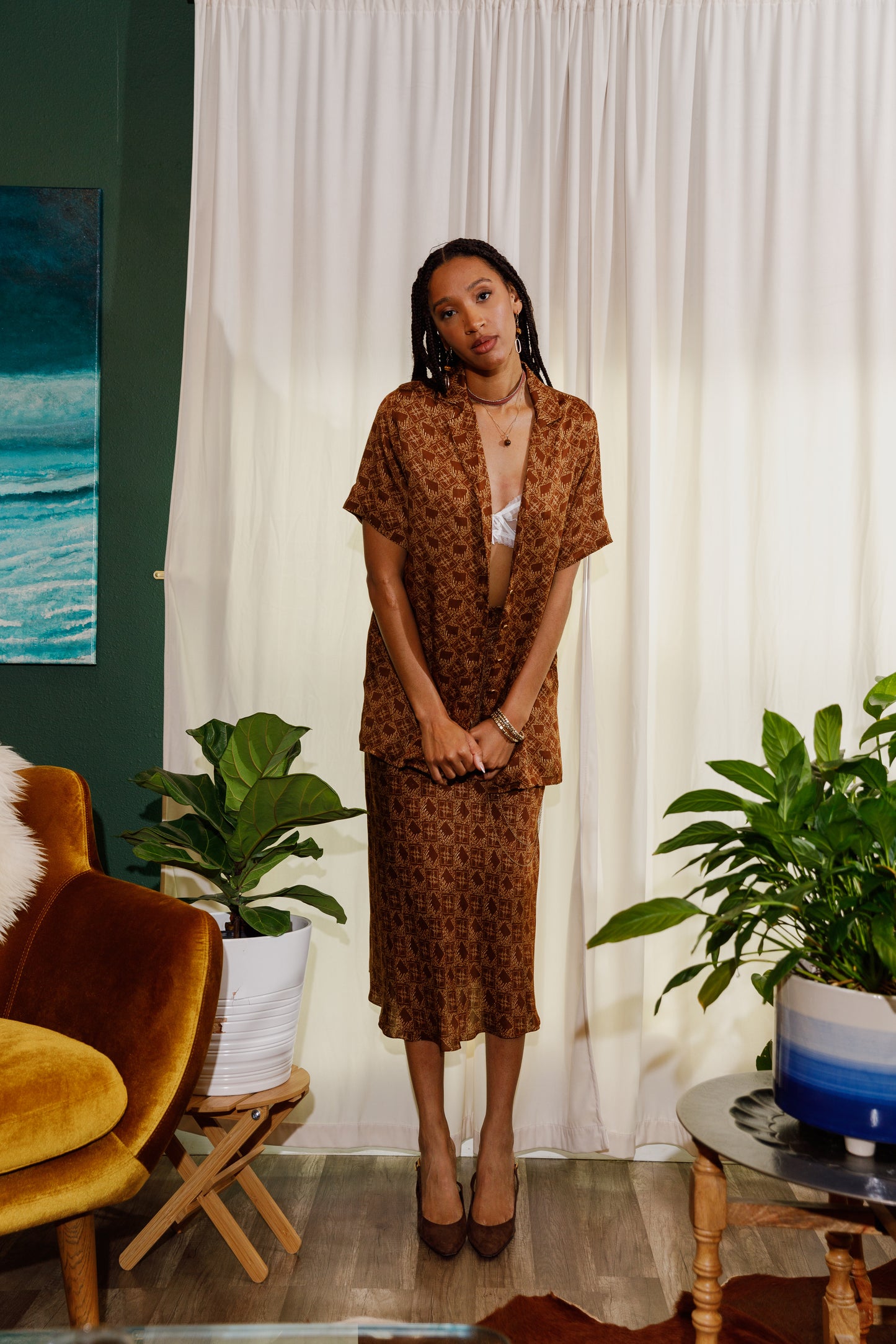 EARTHY ELEPHANTS MIDI SKIRT
